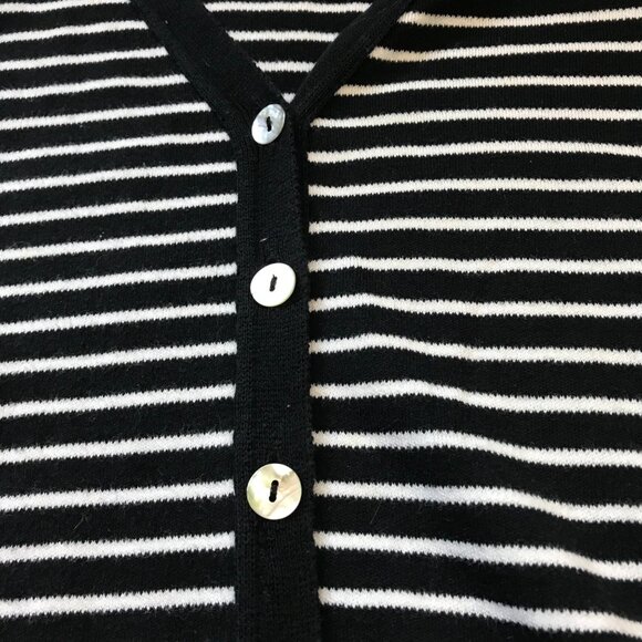 Vintage Orvis Striped V-Neck Cardigan Sweater Women's S Black White Cotton USA‎ - Picture 8 of 10